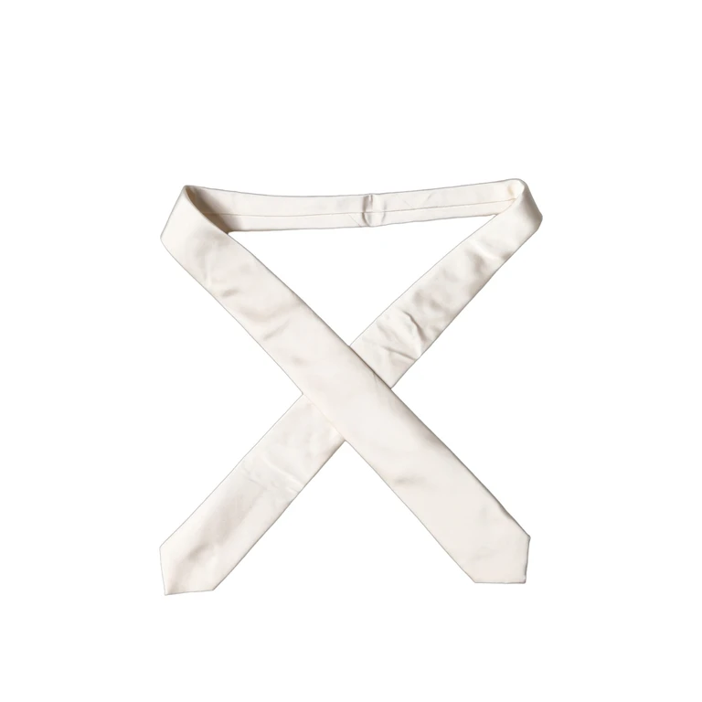 Dolce & Gabbana Off White Satin Silk Adjustable Women Tied Necktie Tie - Women