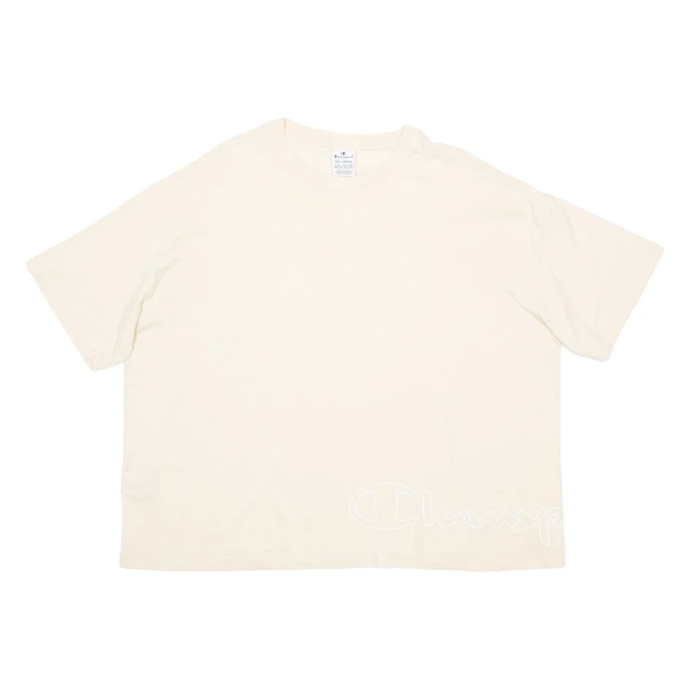 CHAMPION Womens T-Shirt Cream 2XL