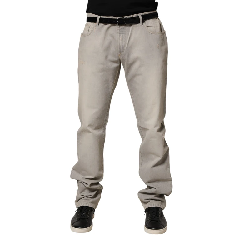 Light Gray Cotton Straight Denim Trouser Jeans - Men