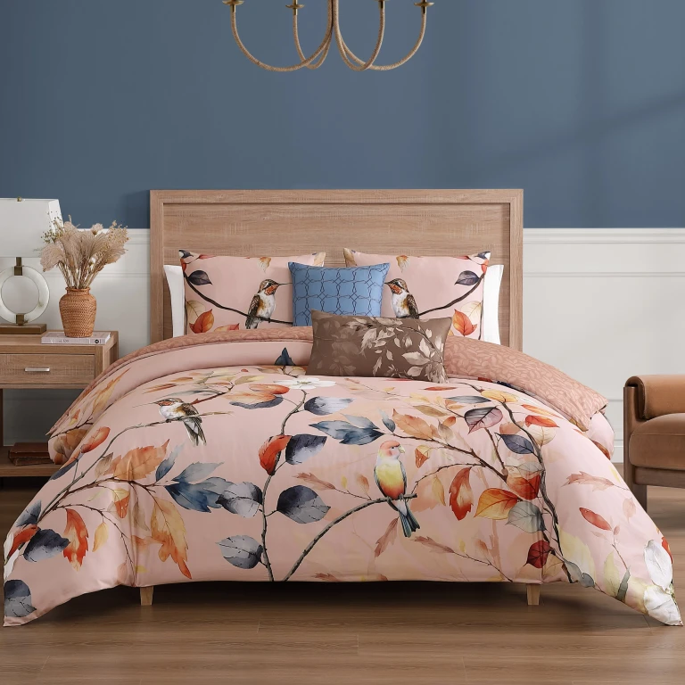 Peachy Dogwood 5 Piece Reversible Comforter Set