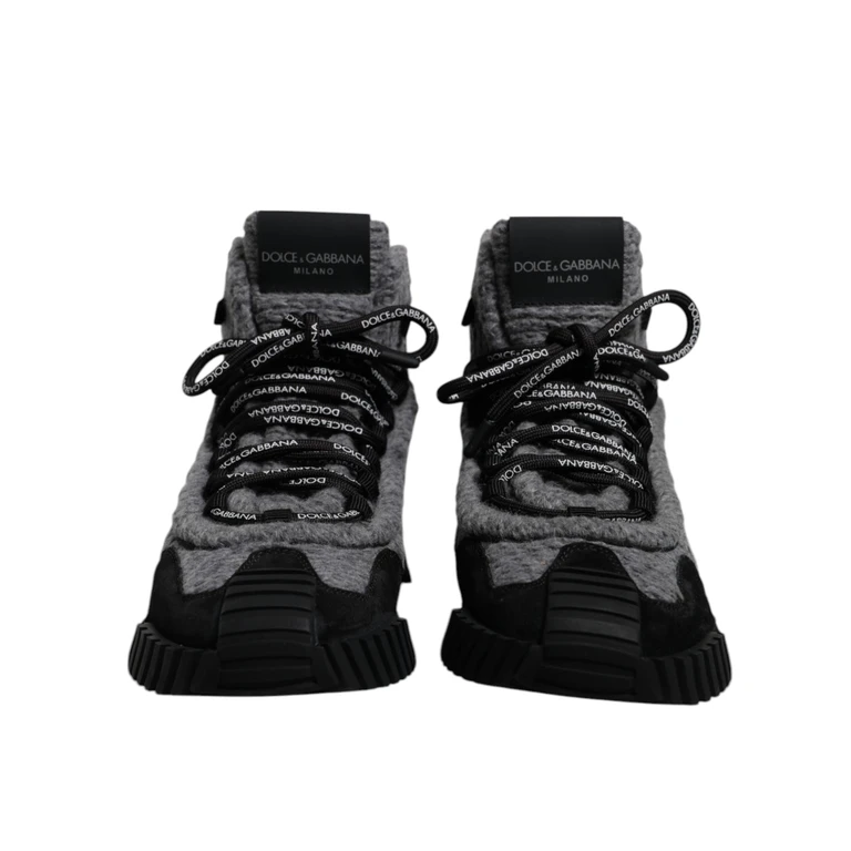 Dolce & Gabbana Gray Black Ns1 High Top Boots Sneakers Shoes And Nylon - Women