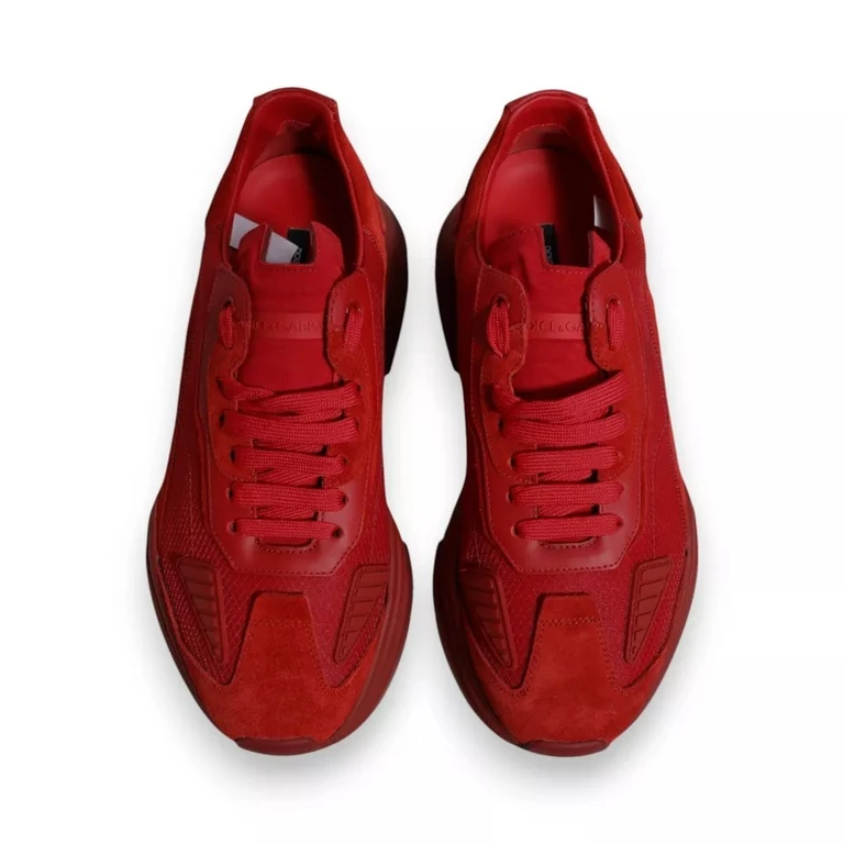Dolce & Gabbana Red Leather Daymaster Low Top Sneakers Shoes - Men