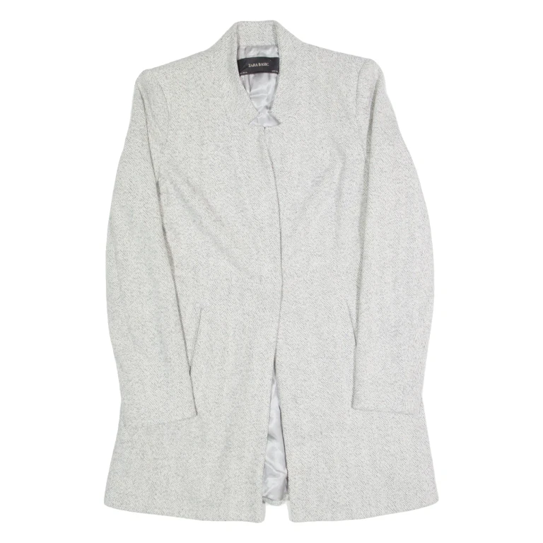 ZARA BASIC Womens Overcoat Jacket Grey S
