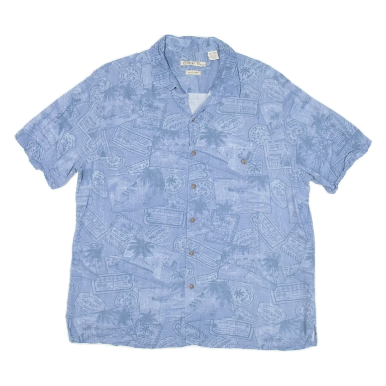 BATIK BAY Mens Hawaiian Shirt Blue Floral XL