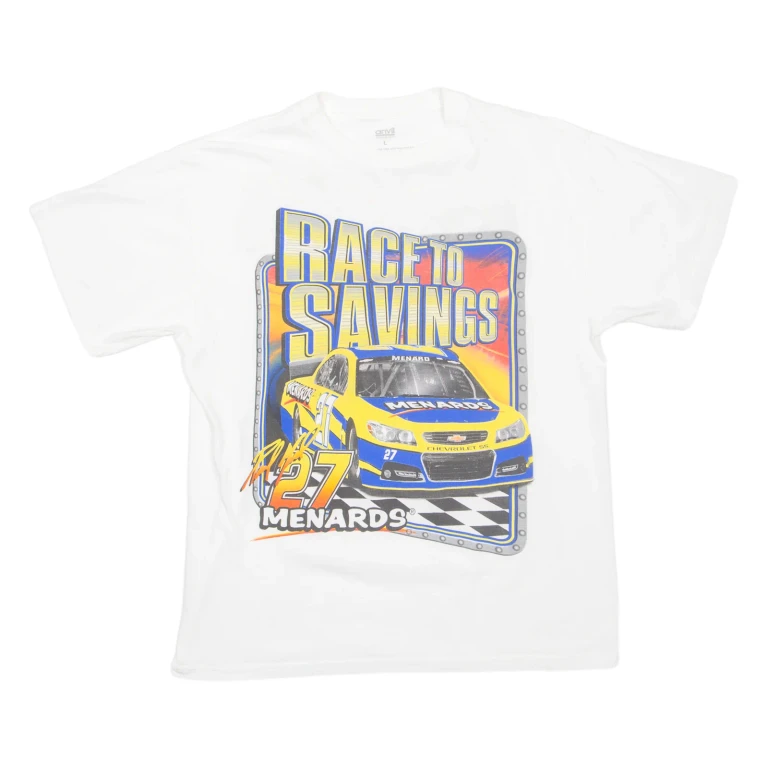 ANVIL Race To Savings Mens T-Shirt White USA L