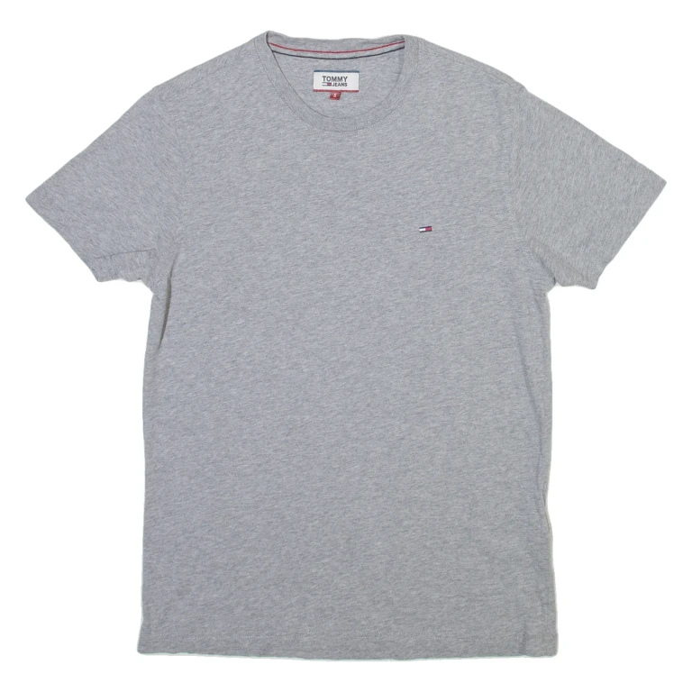 TOMMY JEANS Mens T-Shirt Grey Crew Neck S