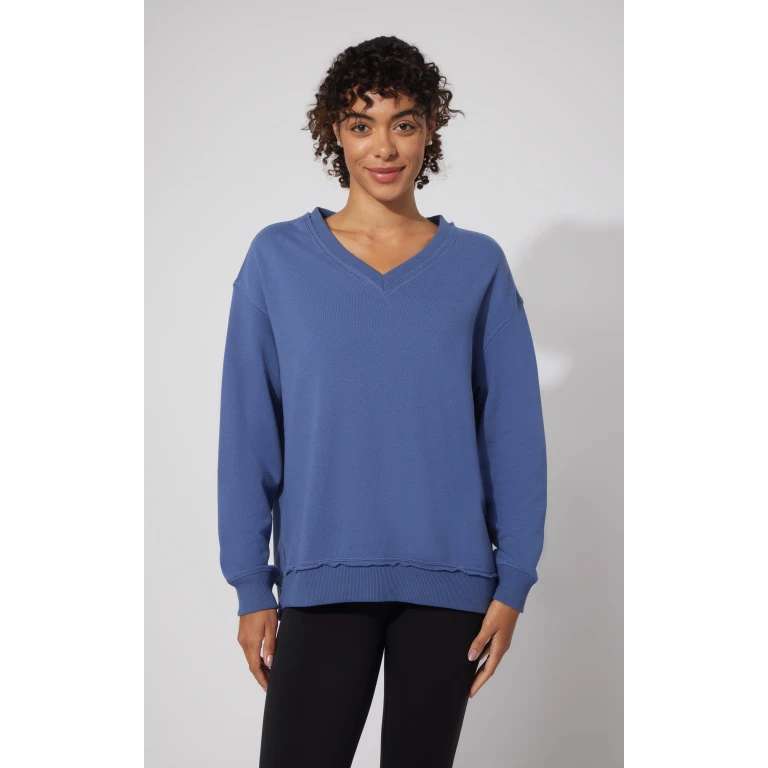 Loop Terry V-Neck Oversized Pullover