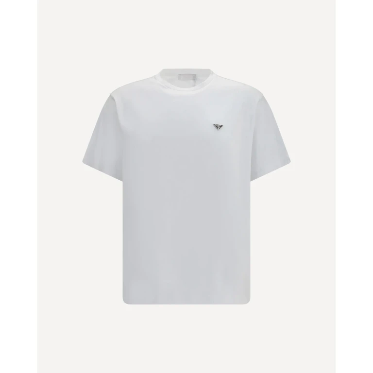 PRADA Cotton T-shirt with triangle logo Male L