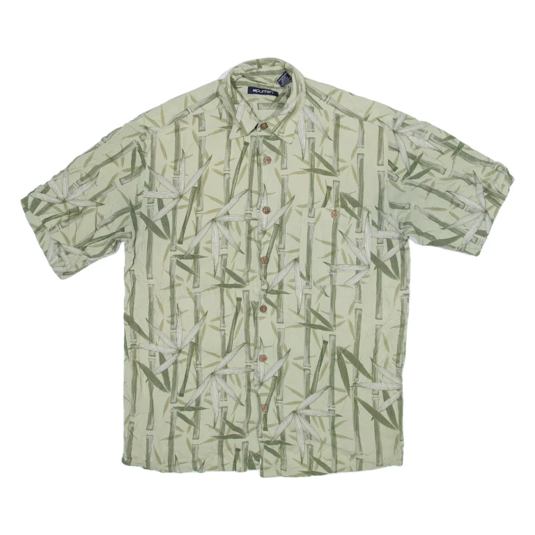 PURITAN Mens Hawaiian Shirt Green Floral M