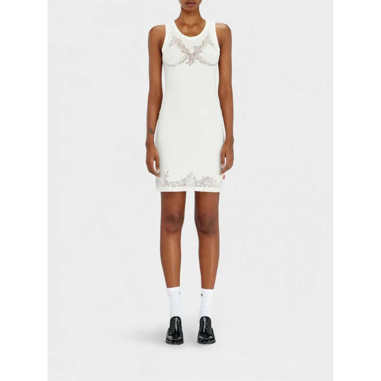 Slim Fit Sleeveless Cotton-Blend Mini Sheath Dress (P018010SPFB100)