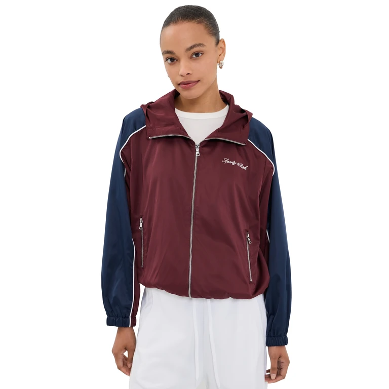 Sporty & Rich Signature Logo Gym Jacket Bordeaux/White/Dark Navy L