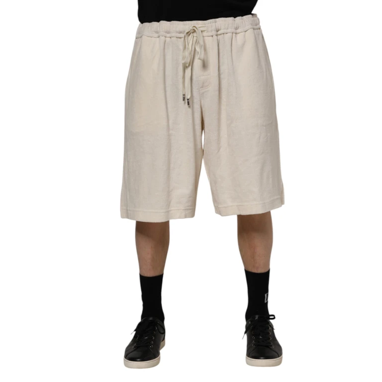 Ivory Cotton Men Bermuda Sweatshorts Shorts Off White - Men