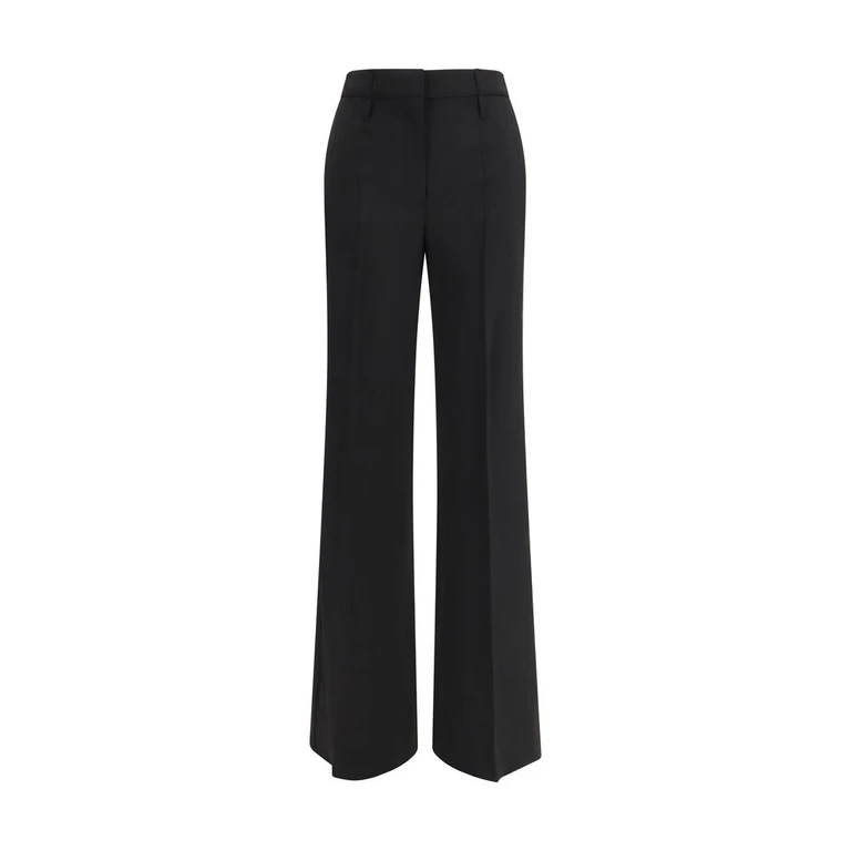 Black Wool Flared Pants - Women