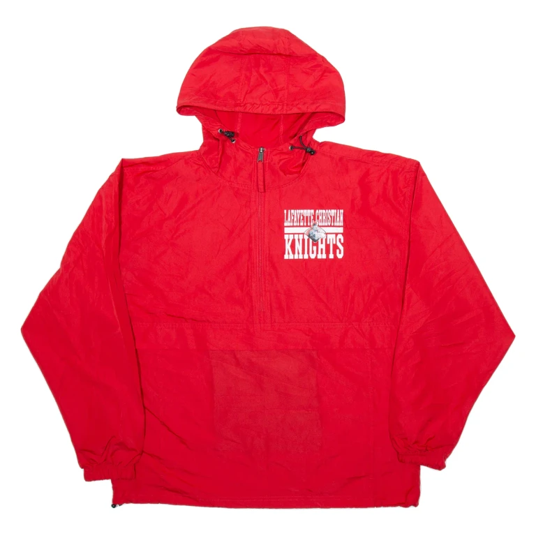 CHAMPION Lafayette Christian Knights Mens Anorak Jacket Red USA Hooded L