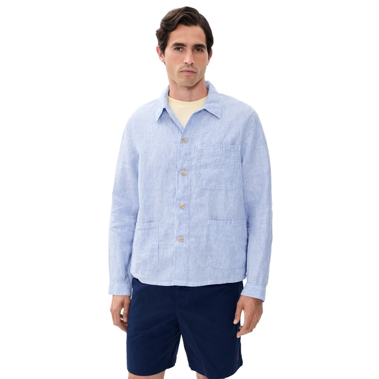 Polo Ralph Lauren Original Label Slubby Linen Striped Shirt Cabana Blue White XL