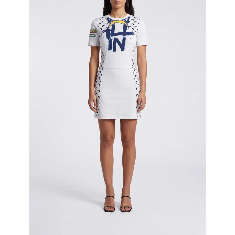 Crescent Moon Graphic Print Cotton Mini Sheath Dress (WDR484AUJER0003WH10)