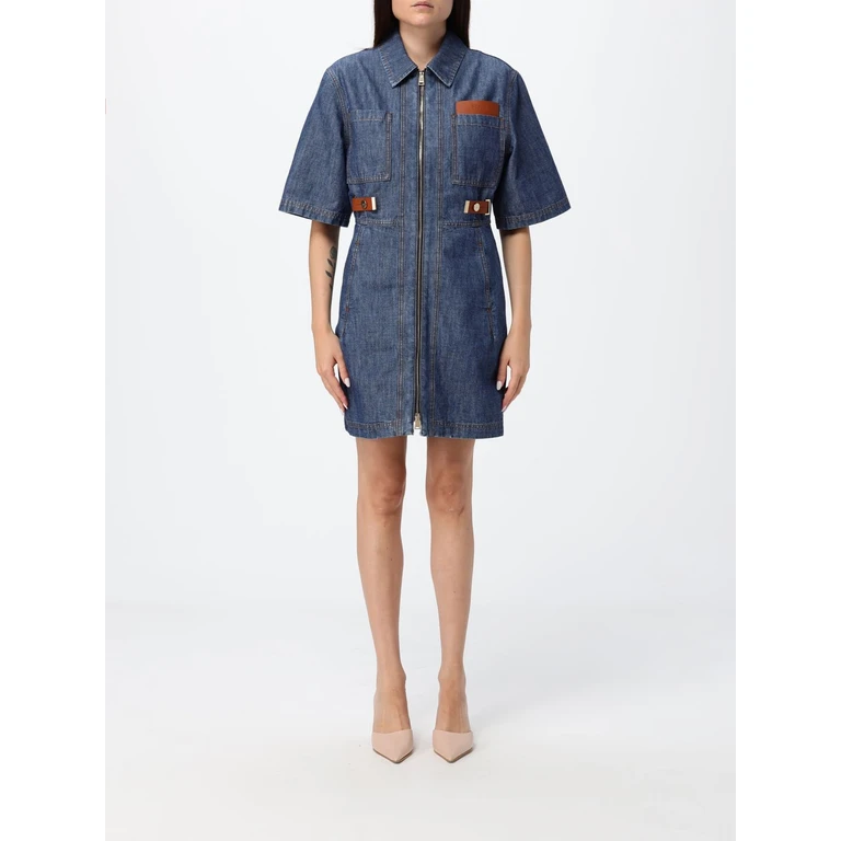 Slim Fit Cotton Denim Mini Shirtdress with Zip (FLD576AW8HF0QB0)