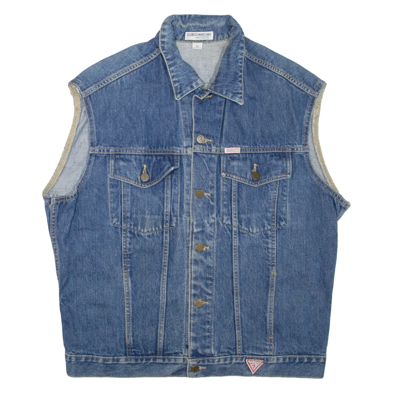 GEORGES MARCIANO Mens Denim Gilet Blue XL