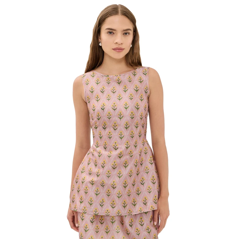 La Maregold Celine Top Lattice Floral Khaki M