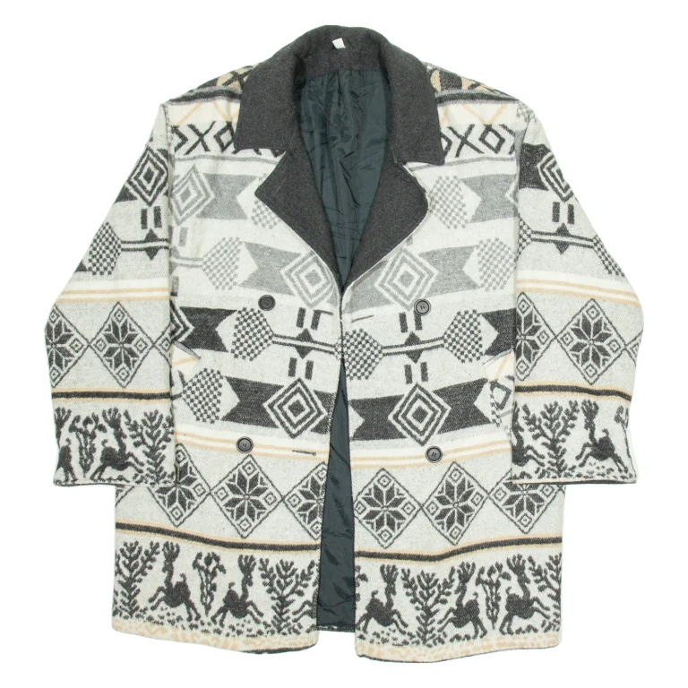Mens Blazer Jacket Grey Geometric XL