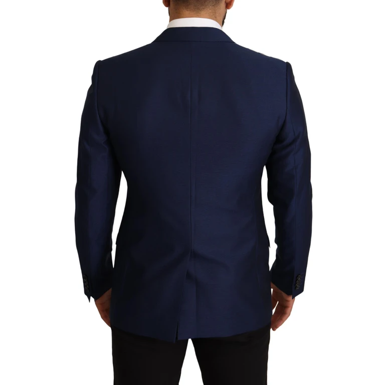 Dolce & Gabbana Navy Blue Slim Fit Jacket Martini Blazer Light Virgin Wool Clothing - Men