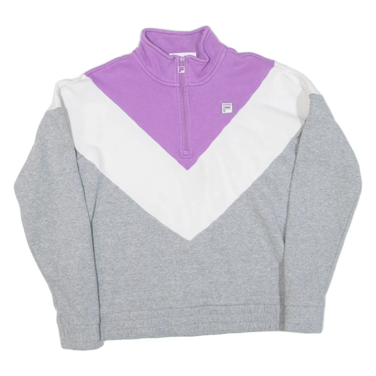 FILA Womens Sweatshirt Purple 1/4 Zip L