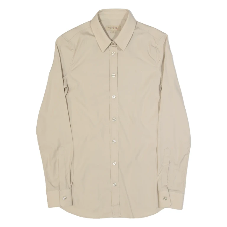 BURBERRY Womens Plain Shirt Beige Long Sleeve XS