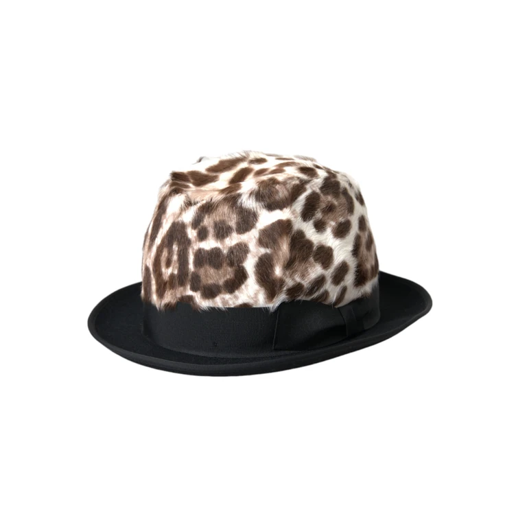 Dolce & Gabbana Multicolor Leopard Women Fedora Hat Goat Leather Cotton Acetate - Women