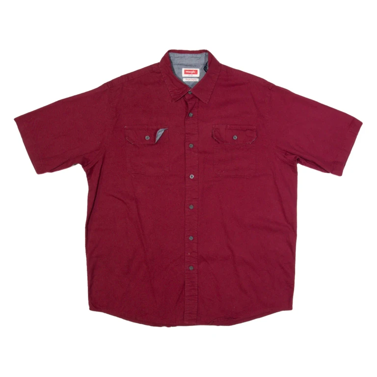 WRANGLER Mens Plain Shirt Maroon L