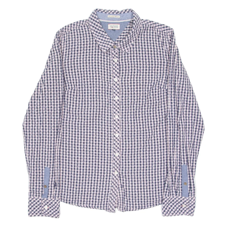 TOMMY HILFIGER Stars Womens Shirt Pink Check Long Sleeve L