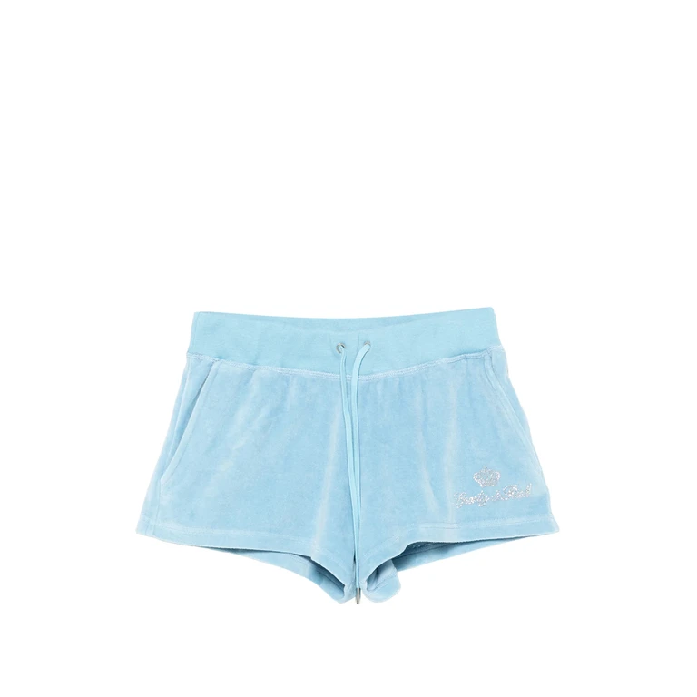 Sporty & Rich X Juicy Couture Rhinestone-logo Velour Shorts