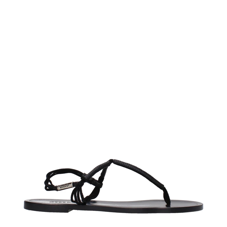 Isabel Marant Black Leather Flip-Flop Sandals - Women