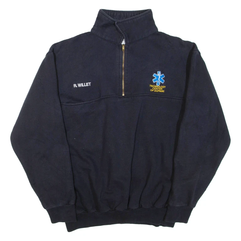 GAME Mens Sweatshirt Black 1/4 Zip XL
