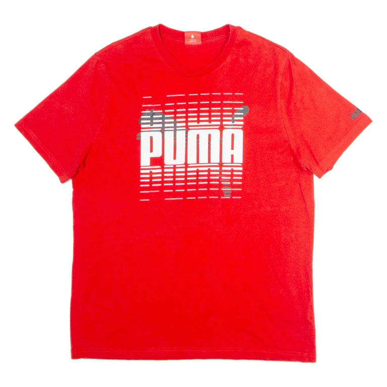PUMA Mens T-Shirt Red Crew Neck L