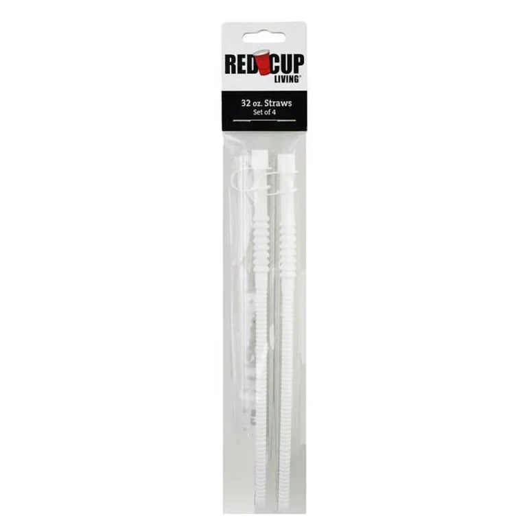 Reusable Straws for Cold and Hot Drinks - Plastic Smoothie Straws for 32 oz Cups - Set of 4 - Eco-Conscious - Perfect for Party Cups, Mugs, Mason Jars, and Tumblers, Party Cups