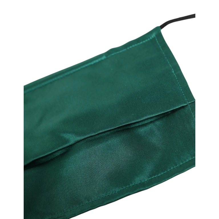 Dolce & Gabbana Green Silk Pleated Elastic Ear Strap Face Mask Accessory - Unisex