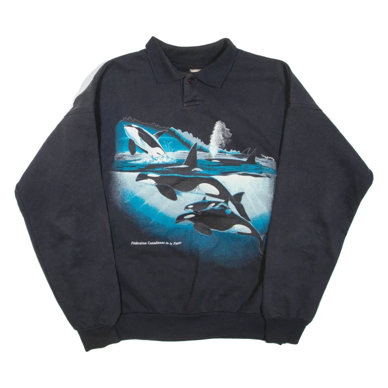 Mens Sweatshirt Black Collared L