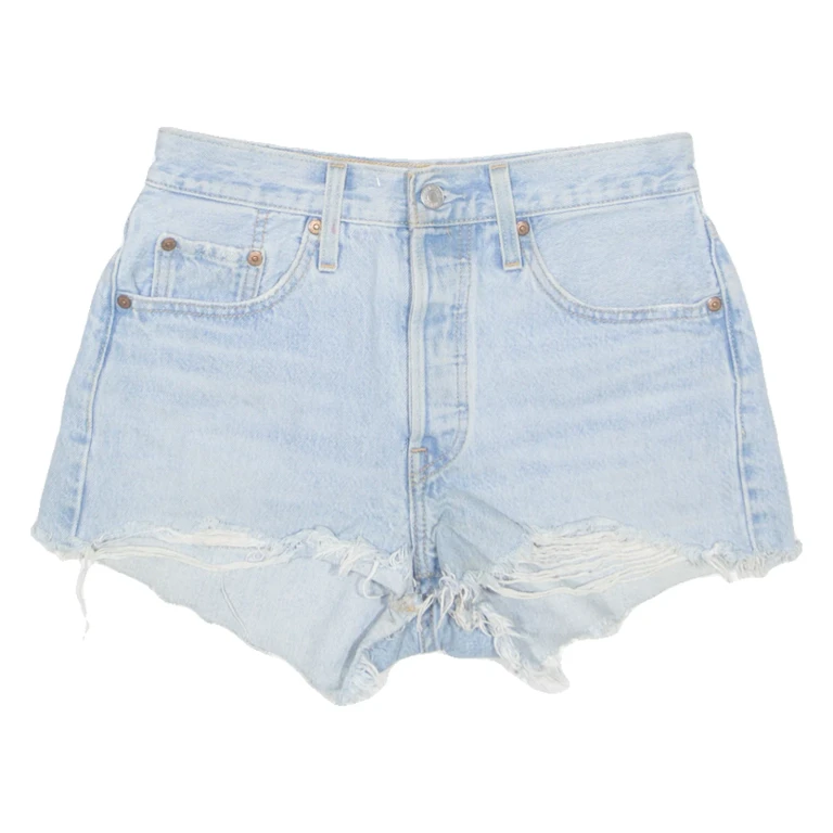 LEVI'S Cut Off Distressed 501 Womens Denim Shorts Blue XS W28