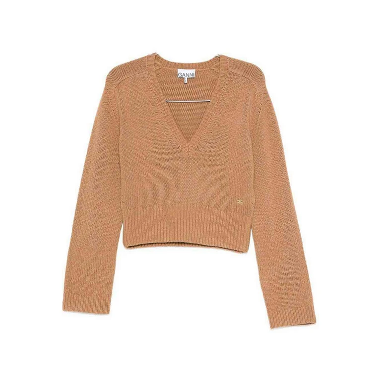 Ganni Pull À Col V - Marron (K2653BROWN)