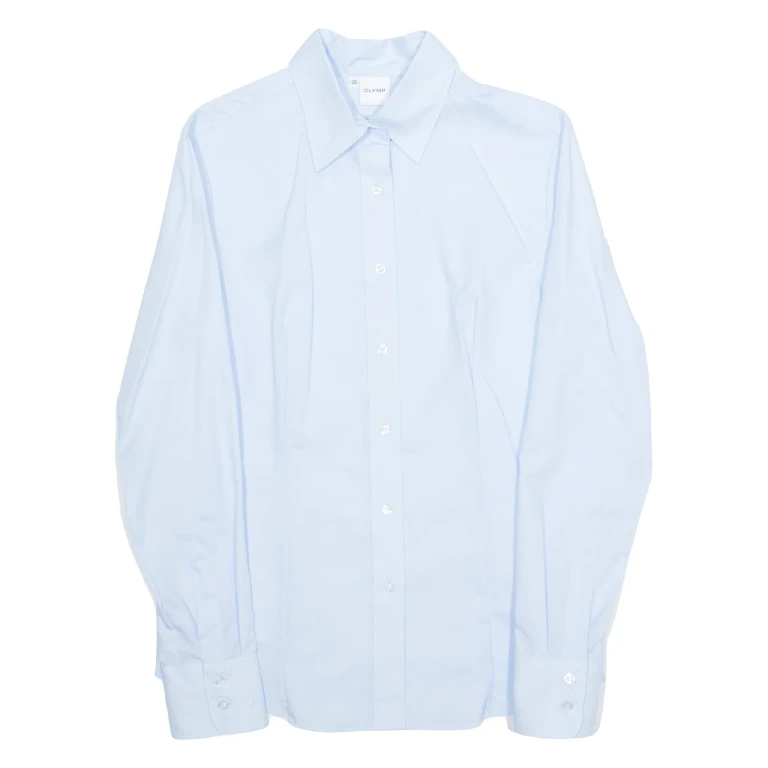 OLYMP Womens Shirt Blue Collared Long Sleeve M