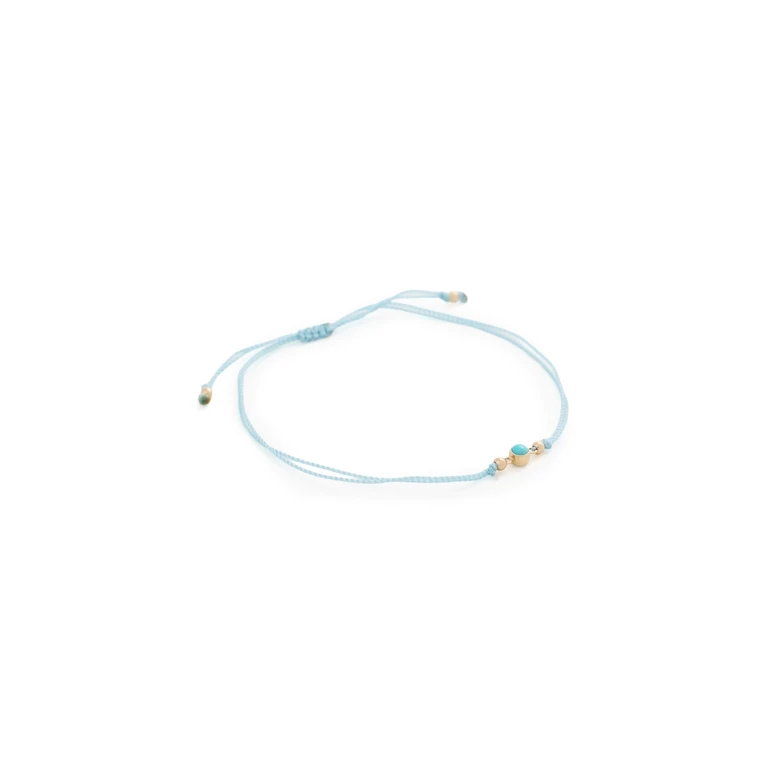 Zoe Chicco 14k Bezel Turquoise Cord Bracelet 14k Yellow Gold One Size