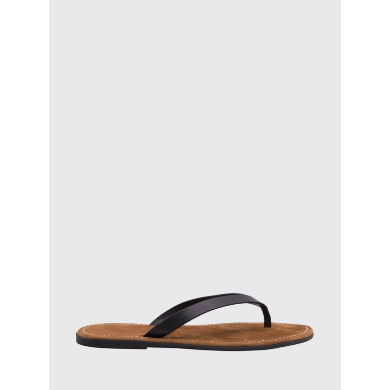 Beach Low-Heel Calfskin Thong Sandals (F1874L838BLK)