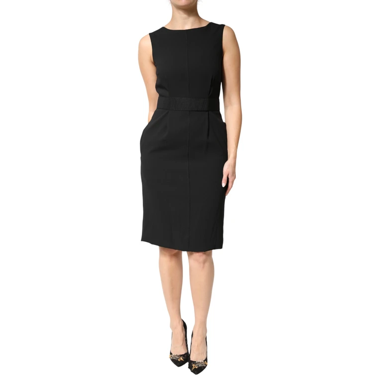 Dolce & Gabbana Black Sleeveless Sheath Knee Length Dress Acetate Viscose Elastane - Women
