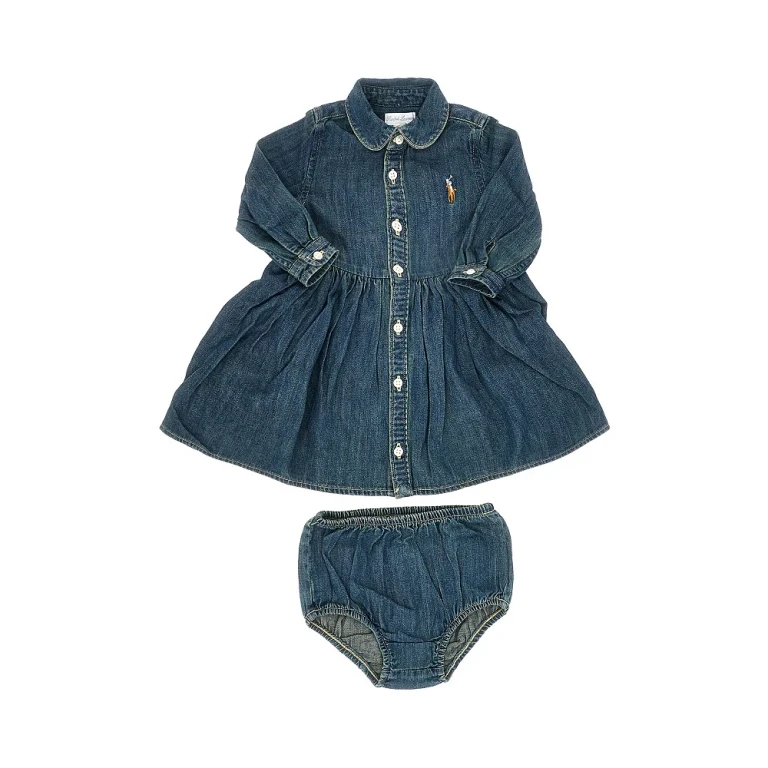 RALPH LAUREN Denim mini dress with logo embroidery Kids 6M