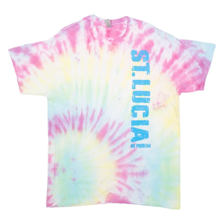 GILDAN St Lucia Mens Tie Dye T-Shirt Pink L
