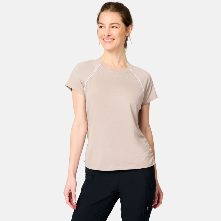 Women's Microtech Chill B Cool Shirred Crew Top