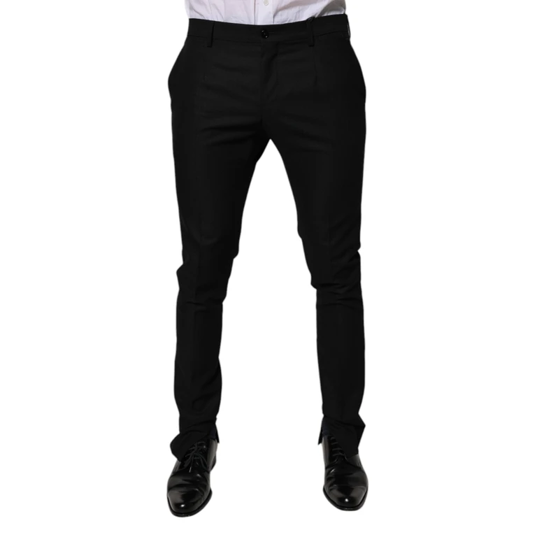 Dolce & Gabbana Black Virgin Wool Menskinny Dress Formal Pants - Men