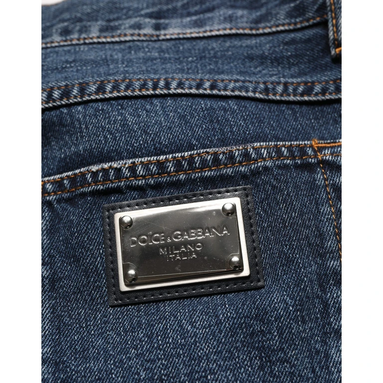 Dolce & Gabbana Dark Blue Washed Midwaist Straight Denim Jeans Cotton Clothing - Men