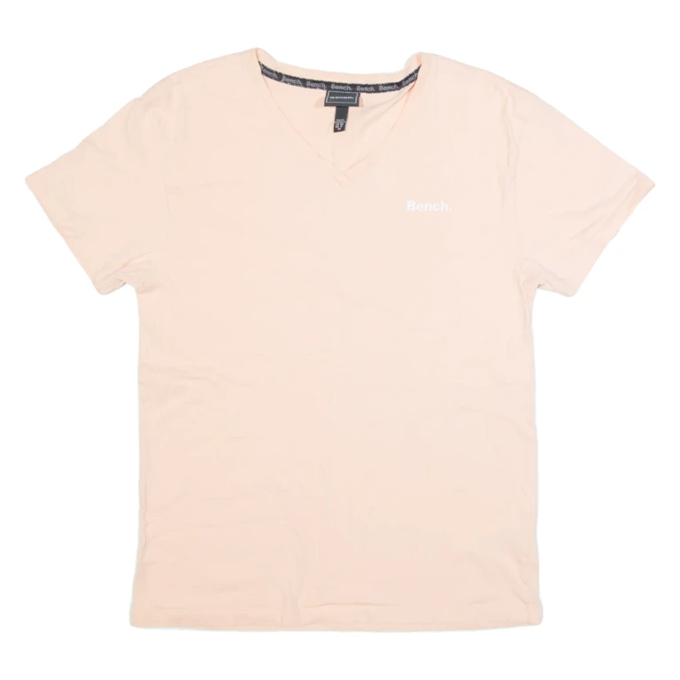 BENCH Womens T-Shirt Pink V-Neck UK 8