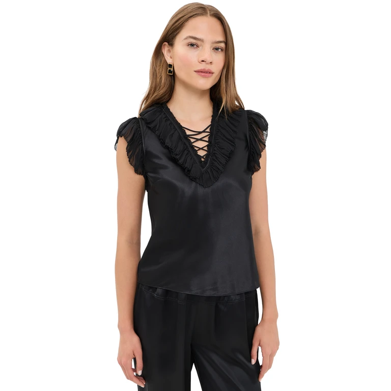 Ulla Johnson Ilyana Silk Top Noir 0